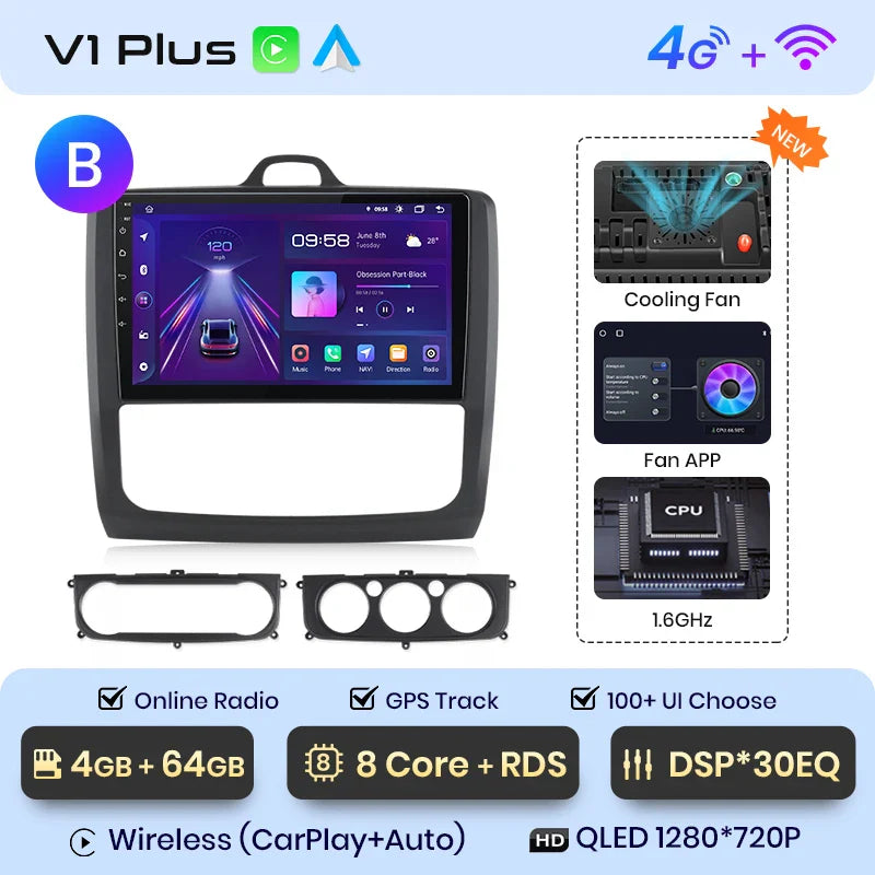 Junsun CarPlay Android Auto do Ford Focus 2 3 Mk2 Mk3 2004-2011