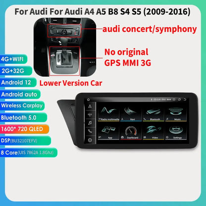 Android 13 Autoradio Carplay do Audi A4 A5 S4 S5
