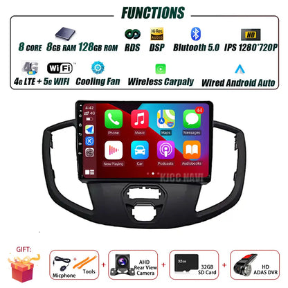 Radio Android 14 Carplay do Ford Transit 2015-2018