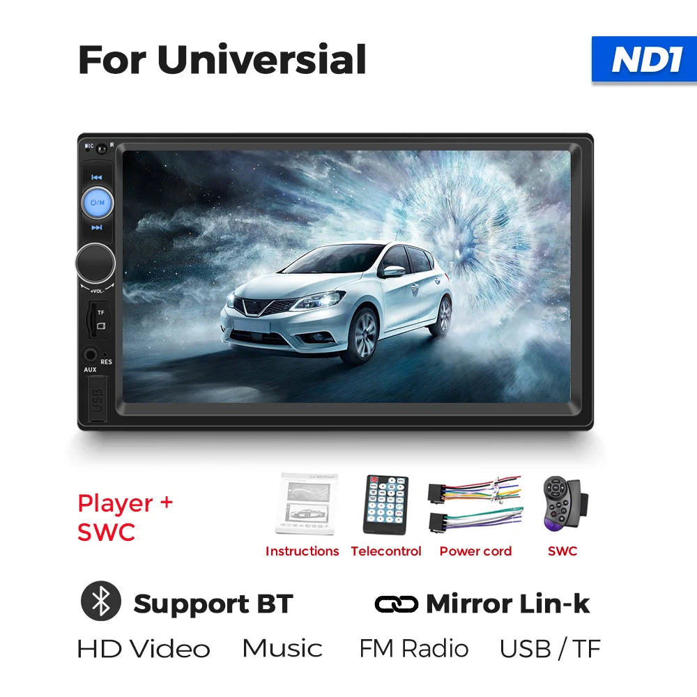 7-calowy radio samochodowe z dotykowym ekranem HD