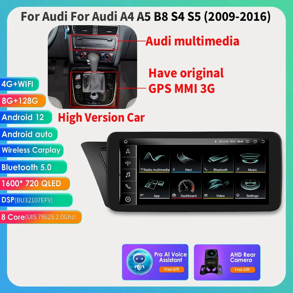 Android 13 Autoradio Carplay do Audi A4 A5 S4 S5