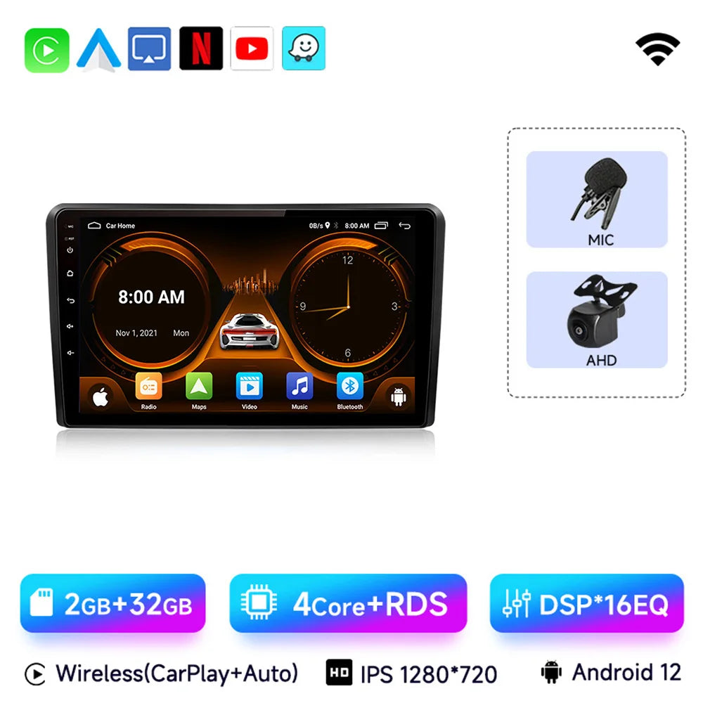 JIUYIN Wireless CarPlay Android Auto do Audi A3 8P 2003-2013