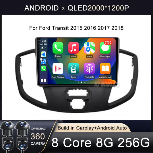 Radio Android 14 Carplay do Ford Transit 2015-2018