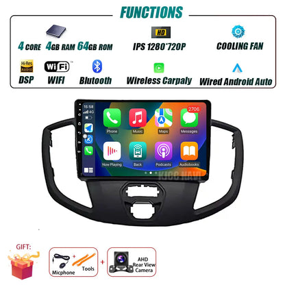 Radio Android 14 Carplay do Ford Transit 2015-2018