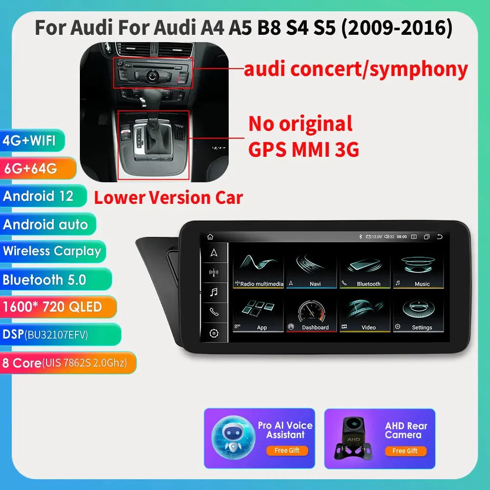 Android 13 Autoradio Carplay do Audi A4 A5 S4 S5