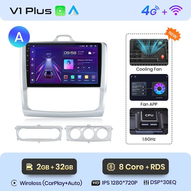 Junsun CarPlay Android Auto do Ford Focus 2 3 Mk2 Mk3 2004-2011