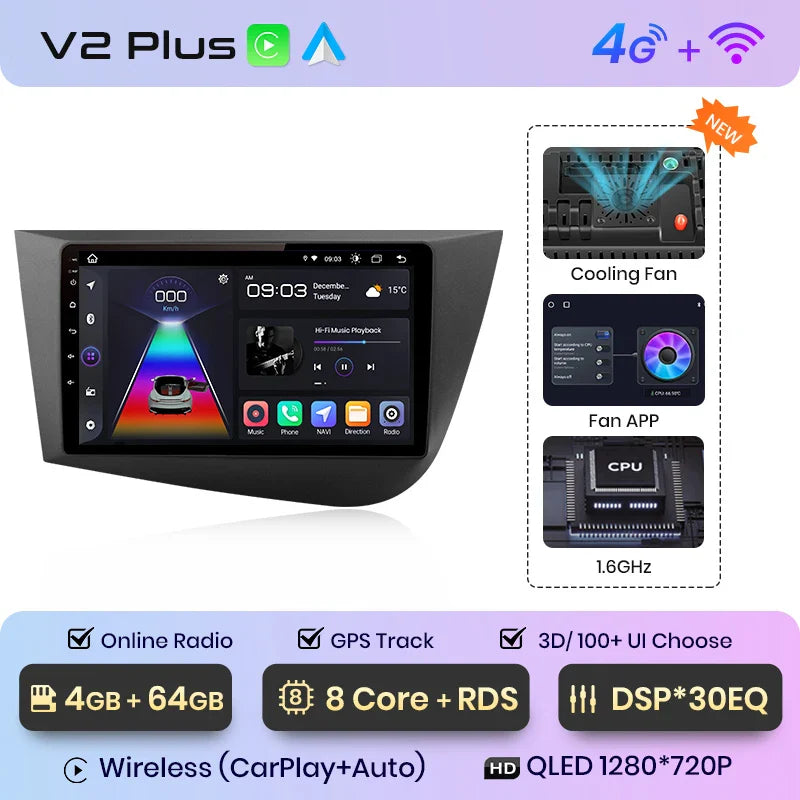 Junsun Wireless CarPlay Android Auto do Seat Leon MK2 2005-2012