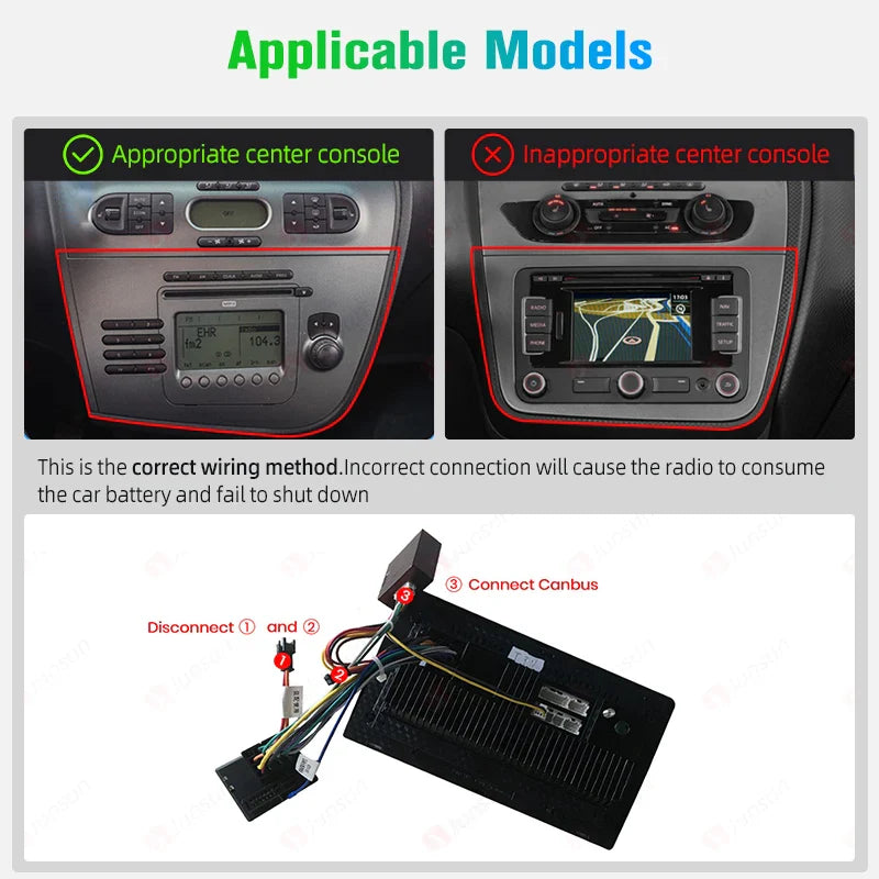 Junsun Wireless CarPlay Android Auto do Seat Leon MK2 2005-2012