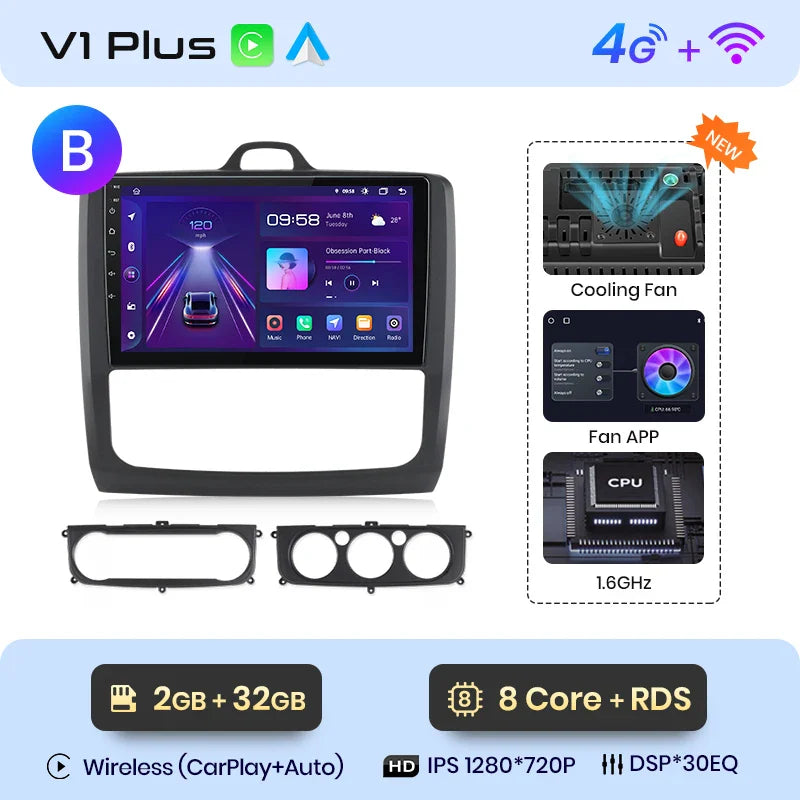 Junsun CarPlay Android Auto do Ford Focus 2 3 Mk2 Mk3 2004-2011