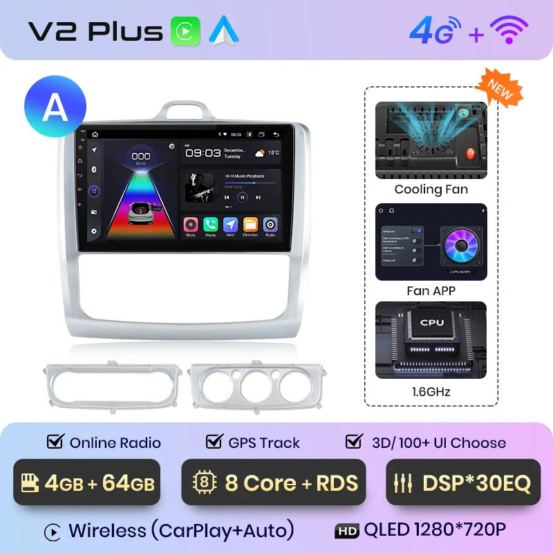 Junsun CarPlay Android Auto do Ford Focus 2 3 Mk2 Mk3 2004-2011