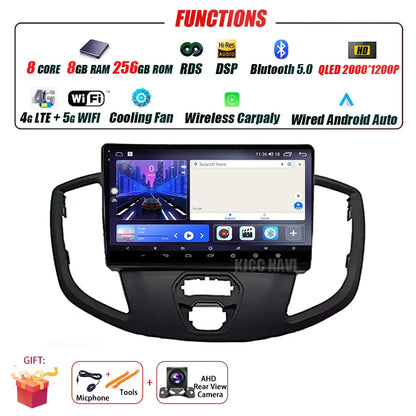 Radio Android 14 Carplay do Ford Transit 2015-2018