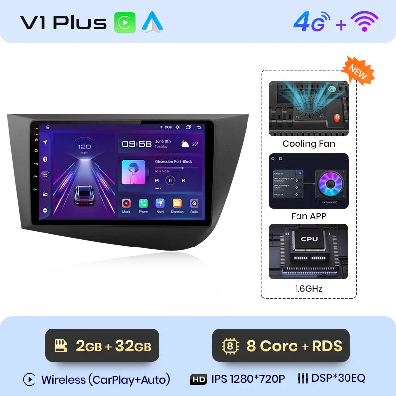 Junsun Wireless CarPlay Android Auto do Seat Leon MK2 2005-2012